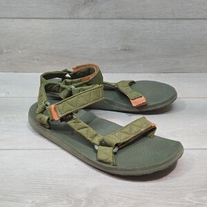 Teva Mens Green & Orange Hook& Loop Sandals Slide Shoes Sz 10